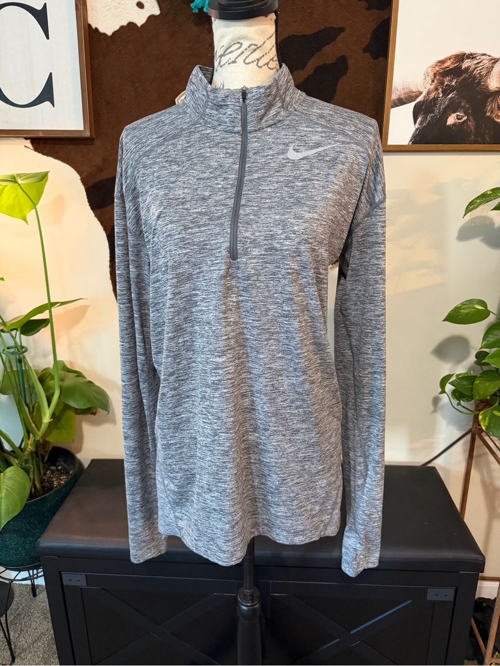 Nike Heather Gray Quarter-Zip Pullover